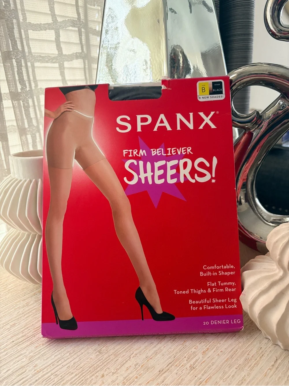 NWT Spanx Black Firm Believer Sheers Size B